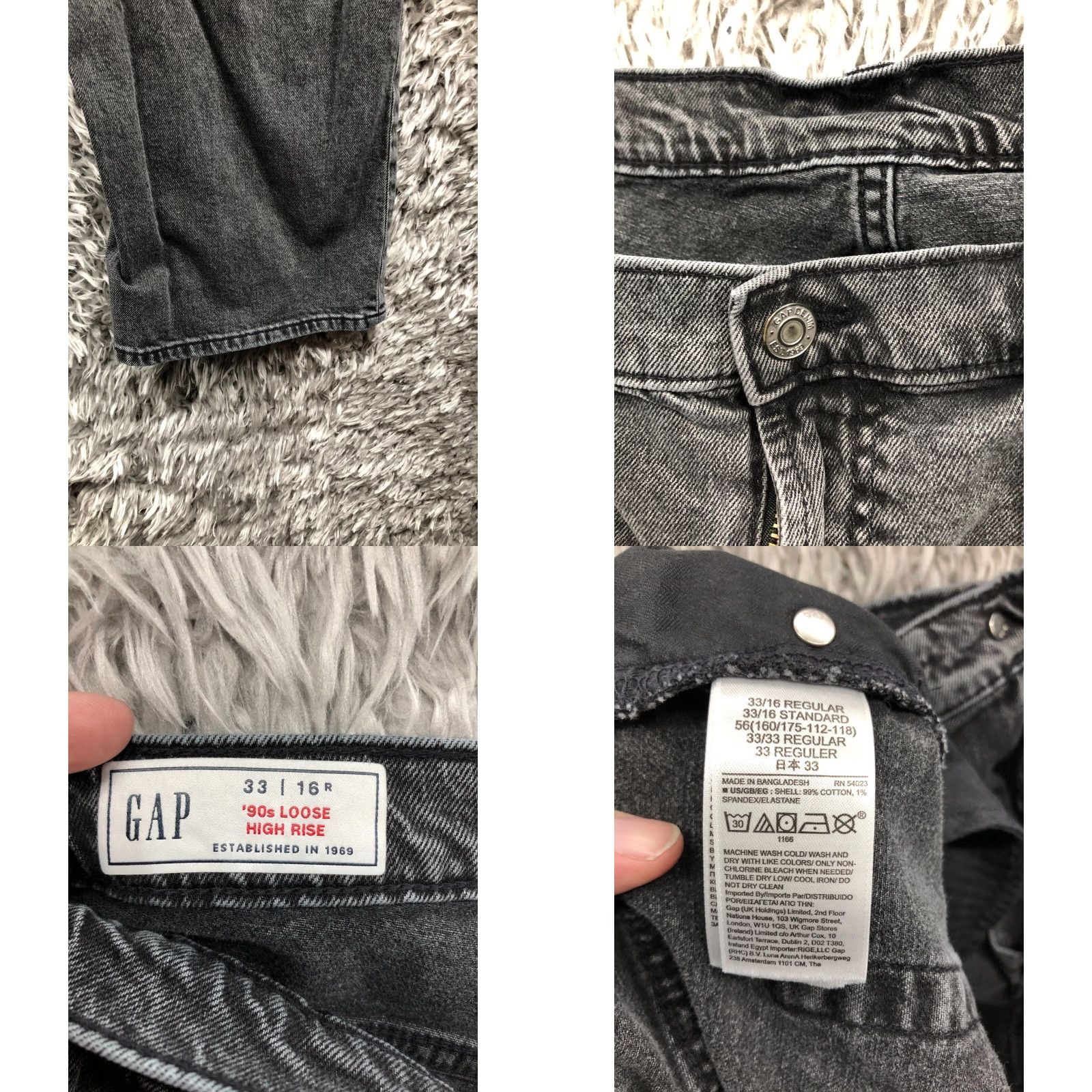 Gap Gap Jeans 90's Loose High Rise Dark Wash Black Denim Womens Size 16 Regular 5-Pocket Style Mom Vintage: No Size 38" / US 16 / IT 52 - 8 Thumbnail