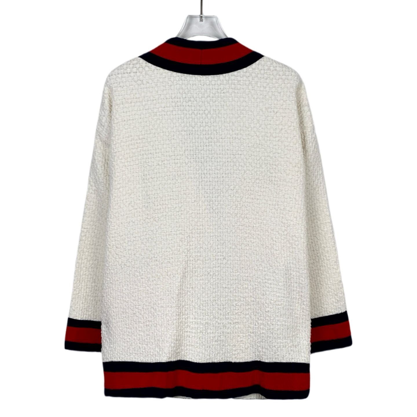 Gucci Gucci White Bouclé Knit Cardigan W/ Red & Navy Trimmed Pocke Size XS / US 0-2 / IT 36-38 - 2 Thumbnail