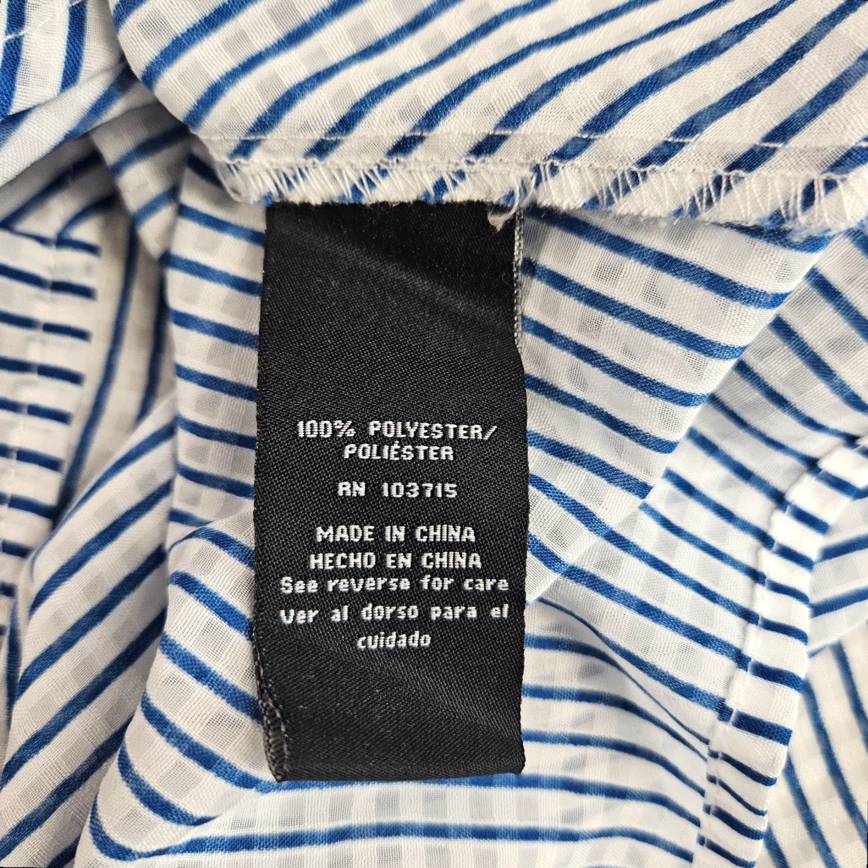 Vintage Zac & Rachel Womens Top Sz Medium Blue White Stripe Ruffle Front Tie Size M / US 6-8 / IT 42-44 - 5 Thumbnail