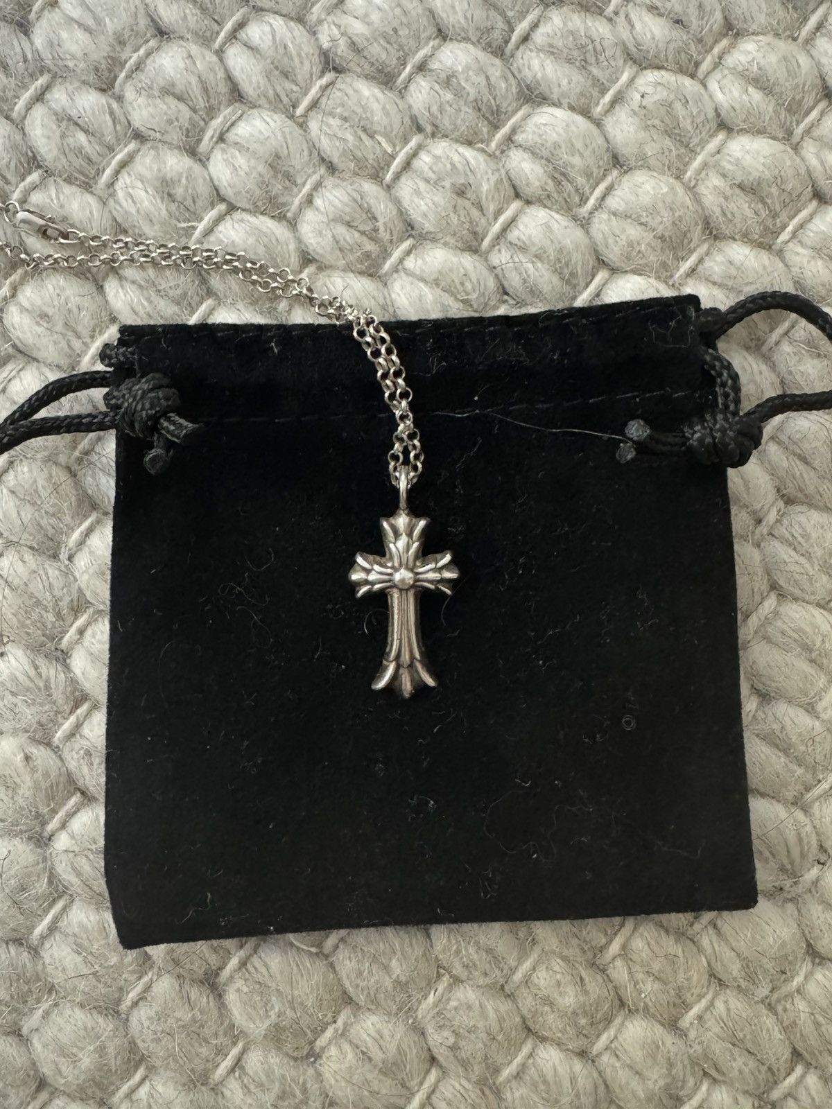 Chrome Hearts DBL CH CRS Double Cross Silver Necklace