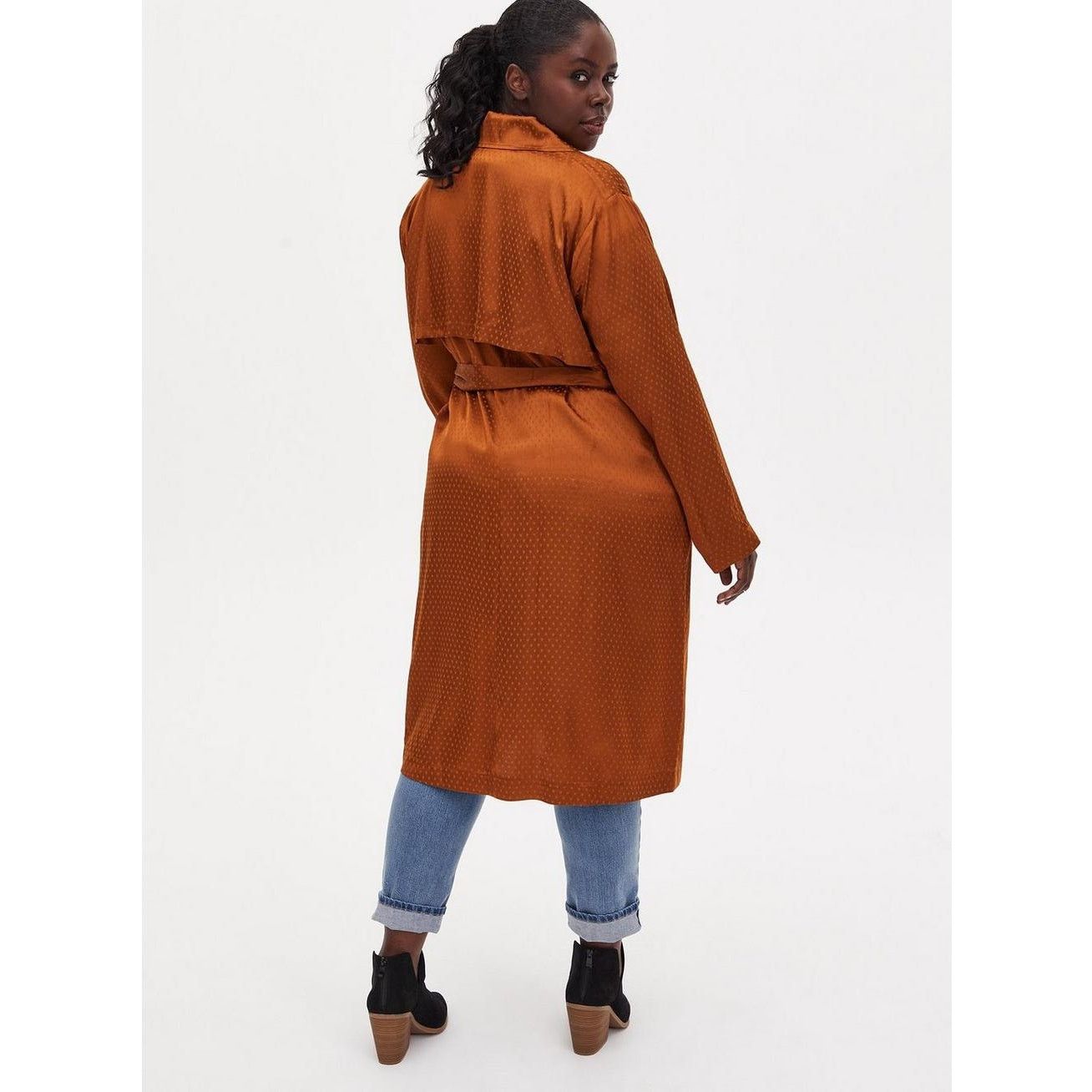 Corridor Torrid Copper Dotted Jacquard Collared Jacket Longline 3X Size 3XL / US 20-22 - 9 Thumbnail