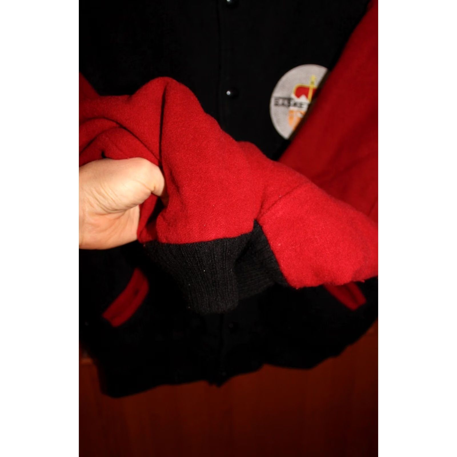 Vintage VINTAGE Orli Bomber Jacket Mens XL Black Red Wool 68cm 69cm 78cm Size US XL / EU 56 / 4 - 4 Thumbnail
