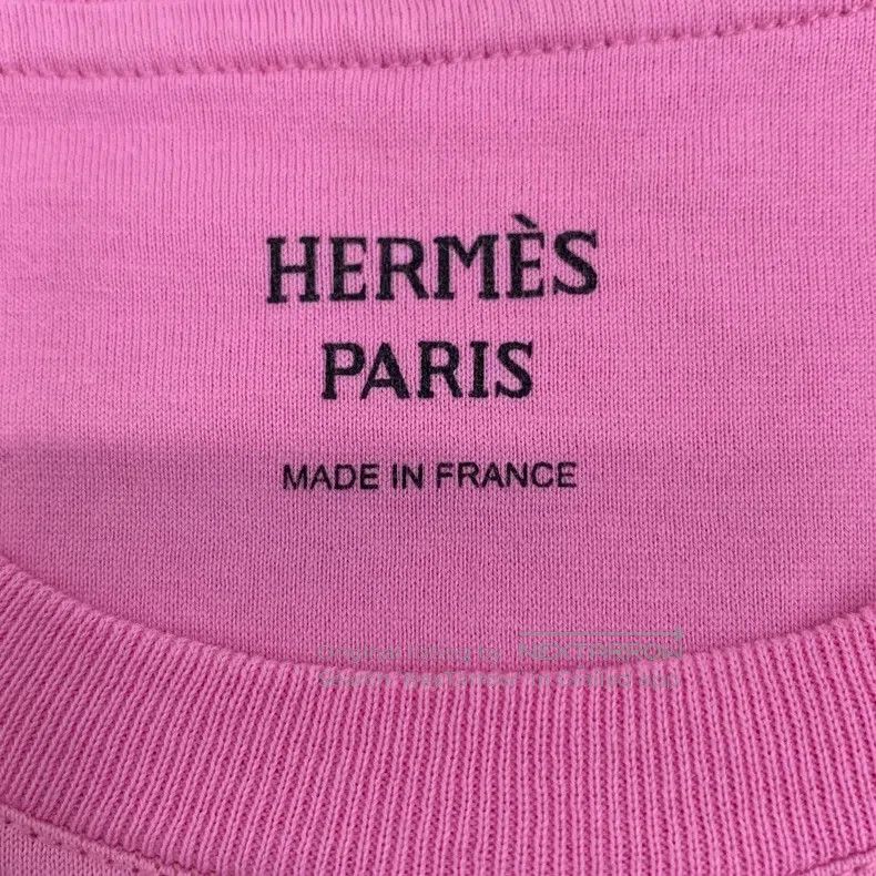 Hermes Hermes Pink Geometric Pattern Letter Printed Cotton Round Size XS / US 0-2 / IT 36-38 - 5 Thumbnail