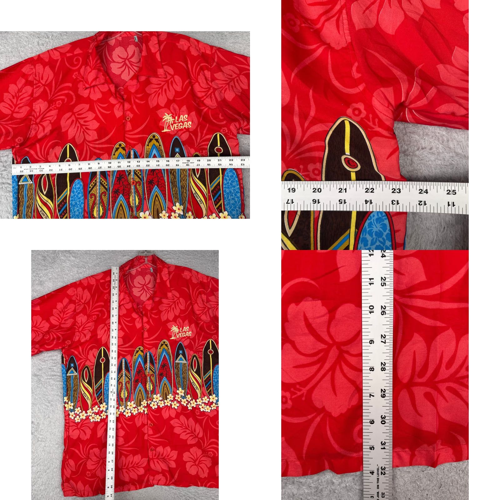 Vintage Las Vegas Shirt Mens Large Red Palm Surf Boards Floral Hawaiian Button Up Beach Size US L / EU 52-54 / 3 - 8 Thumbnail