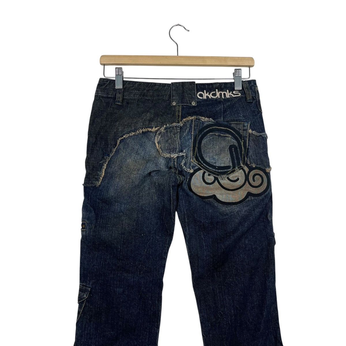 Japanese Brand Vintage Akdmks Tactical Rare Design Flare Denim Jeans Size 29" - 9 Thumbnail