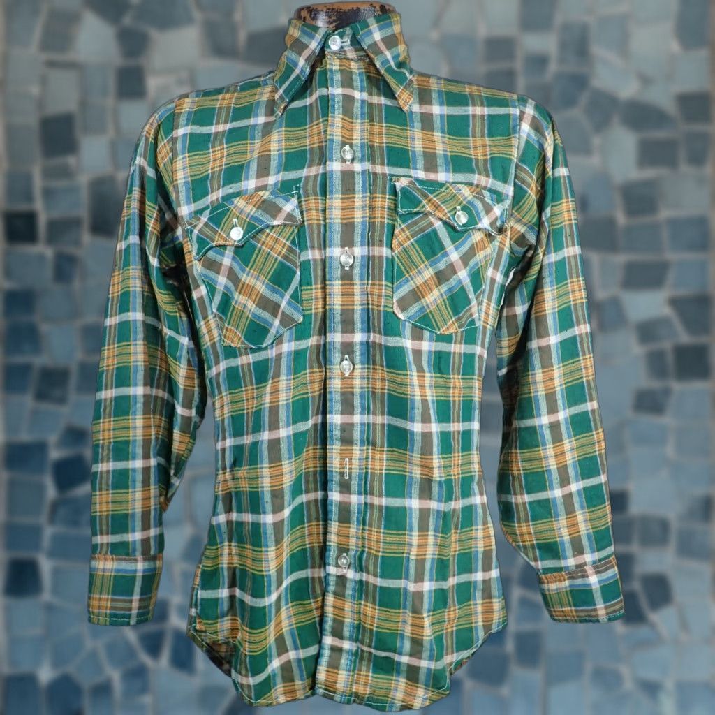 Levi's VINTAGE Levi's Mens Shirt Adult Small Green Plaid Tartan 80s Button Front Classic Outdoors Western Size US S / EU 44-46 / 1 - 1 Thumbnail