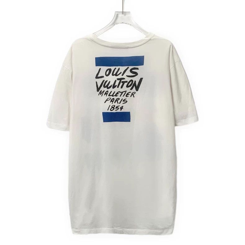Louis Vuitton Louis Vuitton White logo monogrammed cotton crewneck short Size US XXL / EU 58 / 5 - 2 Thumbnail