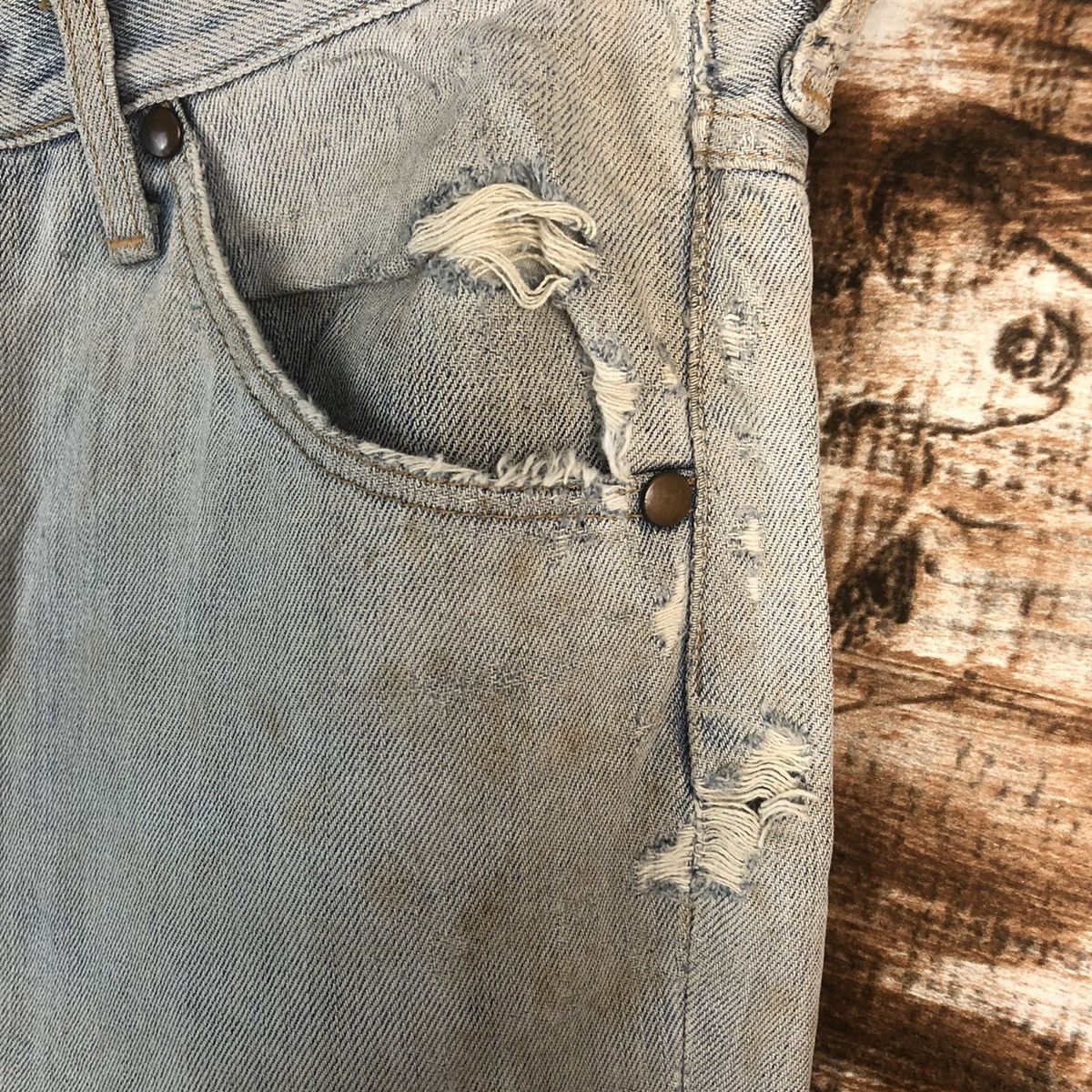 Wrangler DL Wrangler Blue Distressed Denim Pants #263 Size US 31 - 10 Thumbnail
