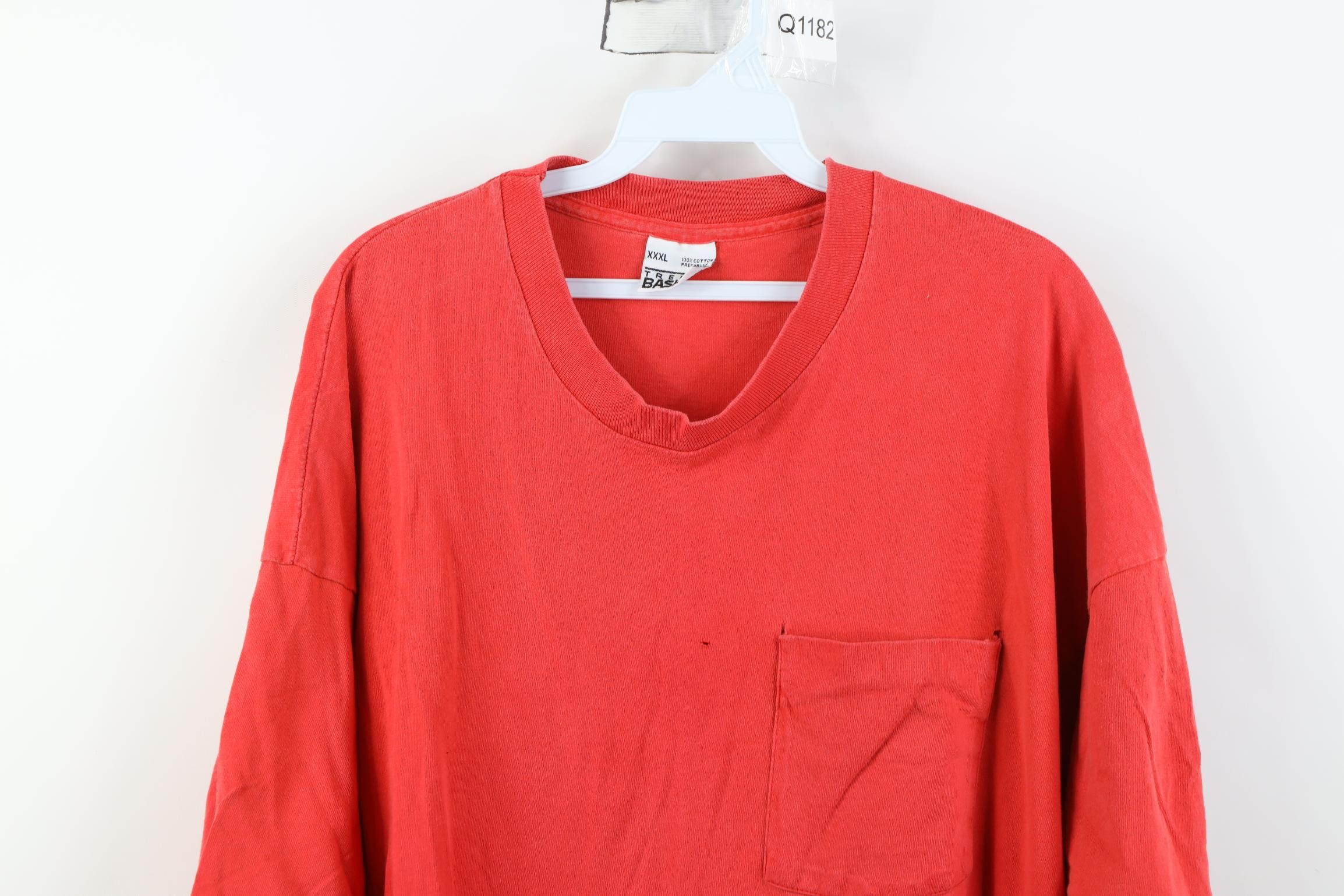 Vintage Vintage 90s Streetwear Blank Cotton Pocket T-Shirt Red USA Size US XXL / EU 58 / 5 - 2 Thumbnail