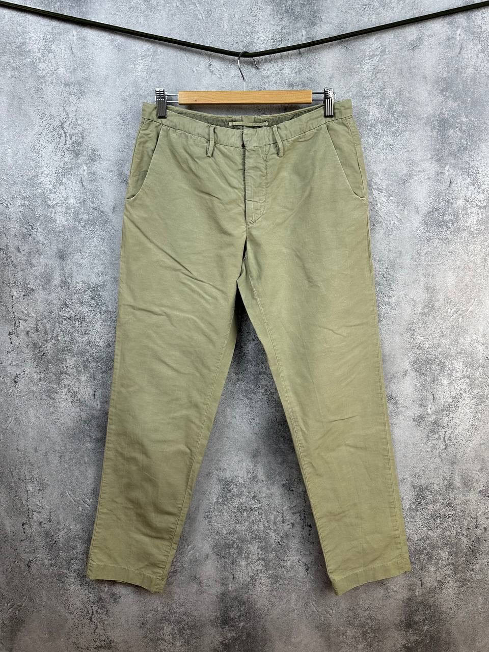 Incotex Incotex Slim Fit Cotton/Linen Trousers Olive Pants Size US 32 / EU 48 - 1 Thumbnail