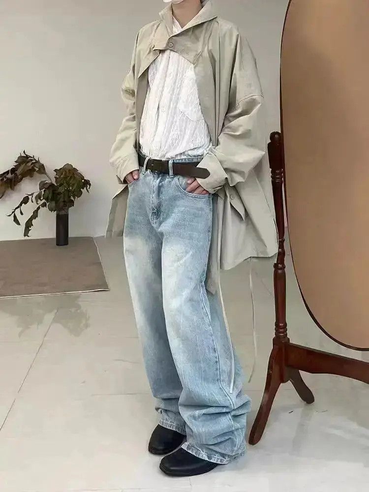 Japanese Brand Street baggy light coloured Y2K wash jeans Size US 32 / EU 48 - 3 Thumbnail