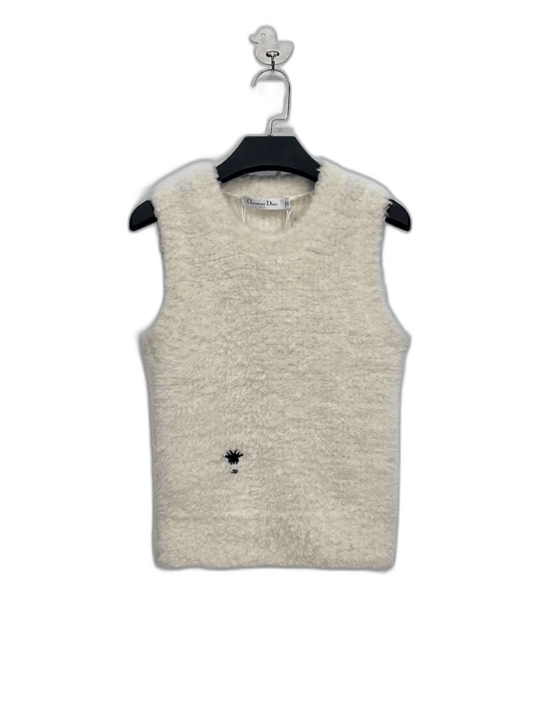 Dior Dior Cream Embroidered Shearling Vest Size US S / EU 44-46 / 1 - 1 Thumbnail