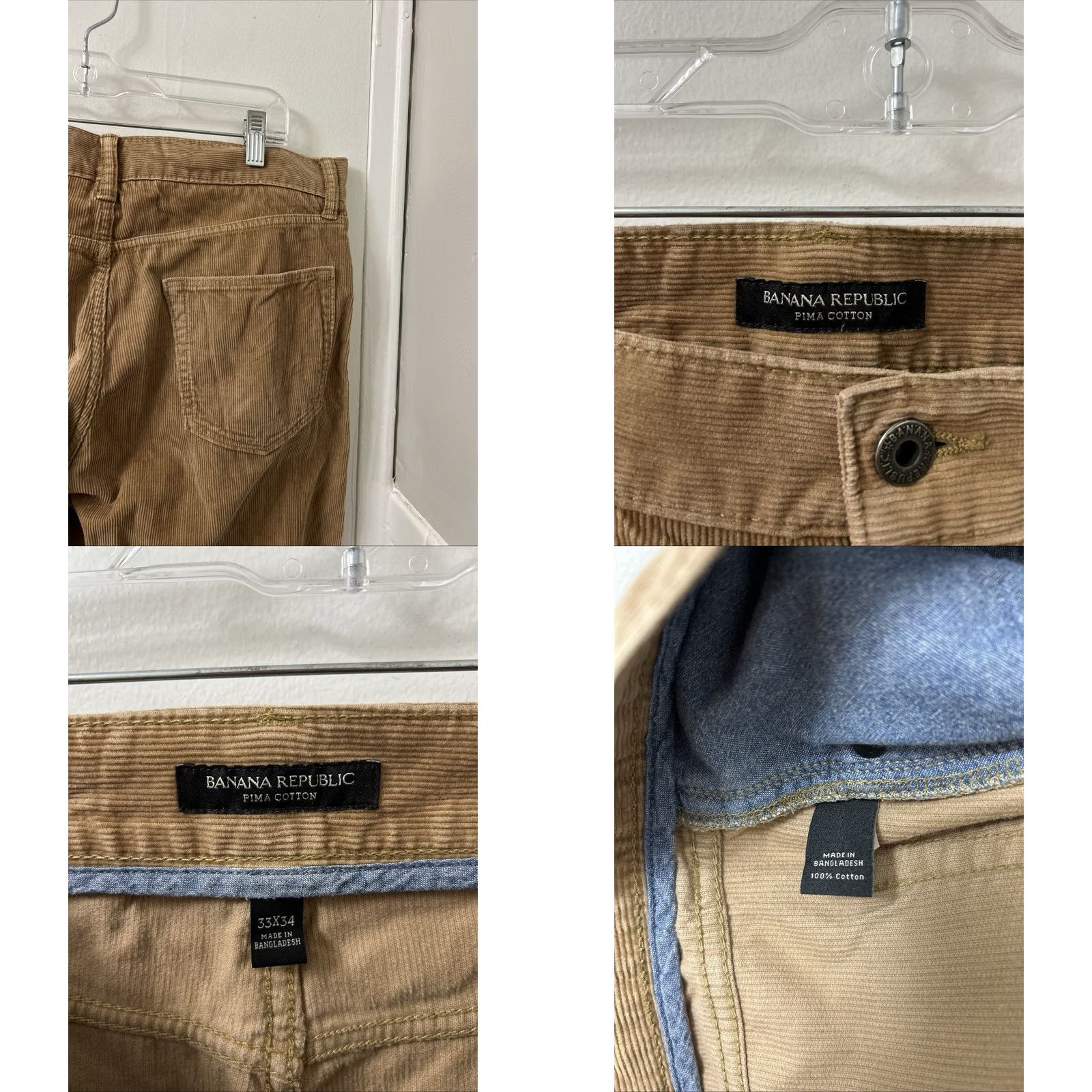 Banana Republic Banana Republic Pants Men Sz 33x34 Brown Corduroy Straight Fit Pima Cotton Pants Size US 33 - 8 Thumbnail