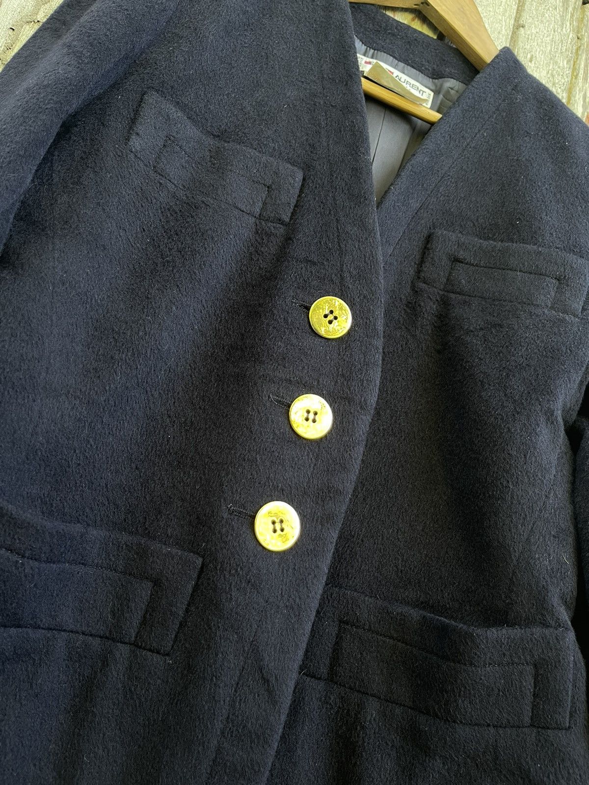 Saint Laurent Paris × Vintage × Yves Saint Laurent Saint Laurent Rive Gauche Vintage Navy Wool Blazer 1980s Size S / US 4 / IT 40 - 3 Thumbnail