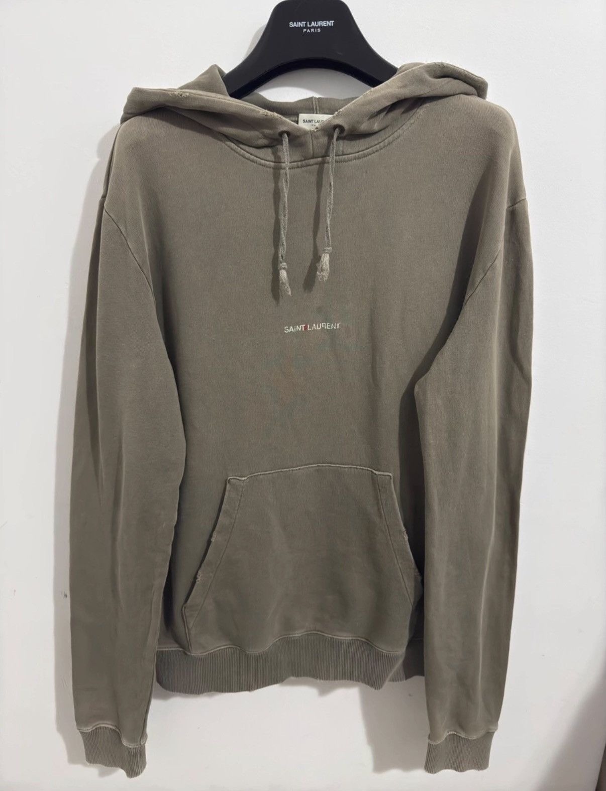 Saint Laurent Paris Saint Laurent (SLP) 19SS Distressed Hooded Slogan Sweatshirt Size US S / EU 44-46 / 1 - 1 Thumbnail