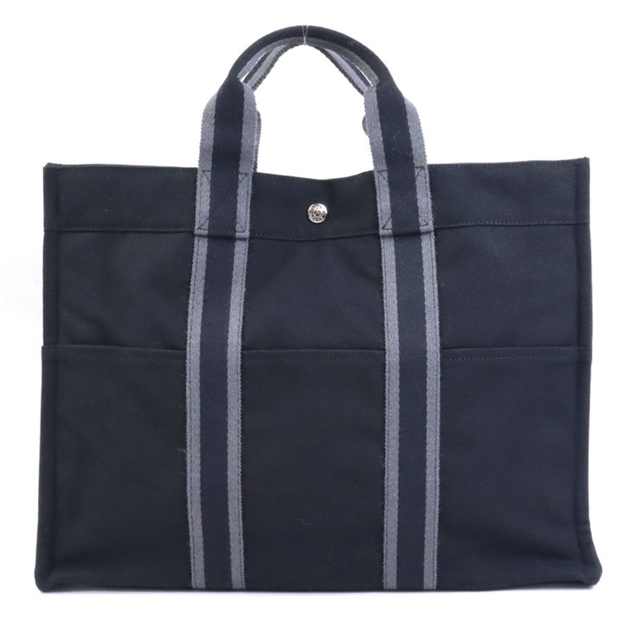 image of Hermes Handbag Tote Bag Fool Toe Mm Canvas Black Unisex, Women's