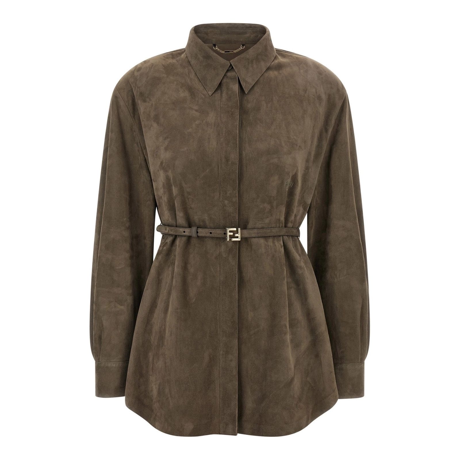 FENDI $6000 Gray Suede Shirt New & Authentic (Women's size:I