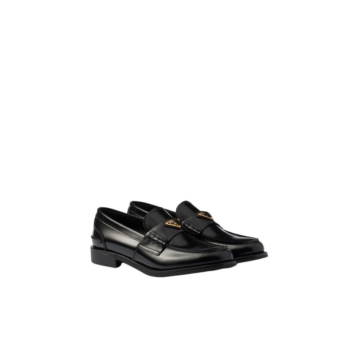 Prada PRADA $1220 Black Brushed Leather Loafers New & Authentic (W Size US 8.5 / IT 38.5 - 1 Thumbnail