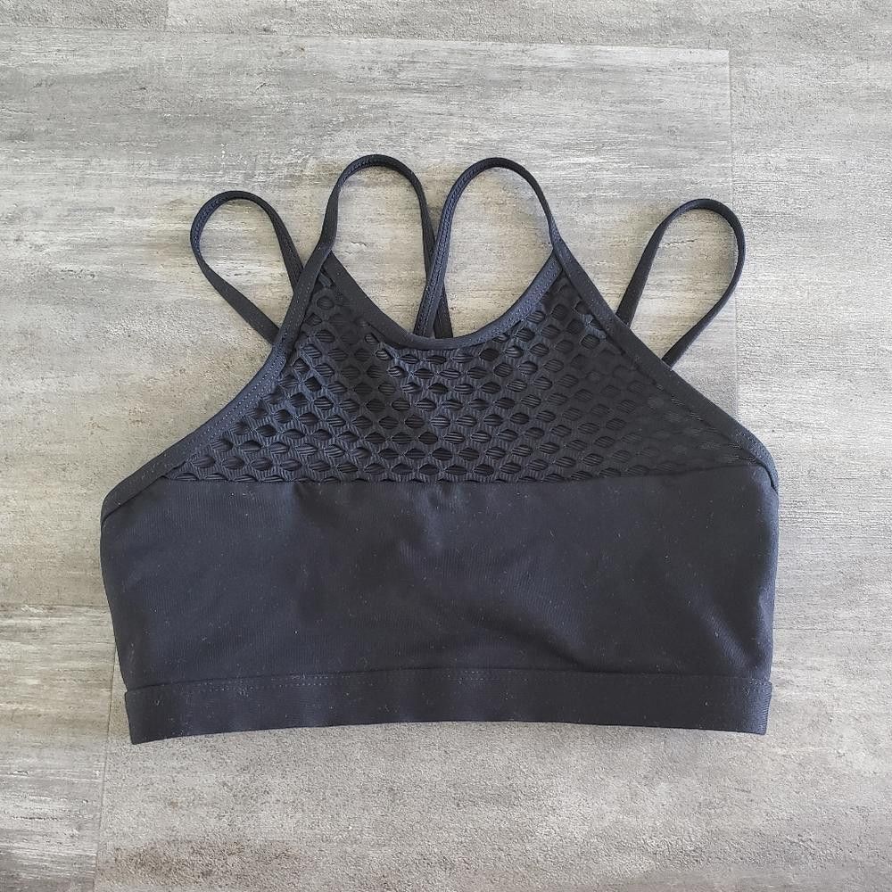 Designer Black Lorna Jane High Neck Sport Bra Size ONE SIZE - 1 Thumbnail