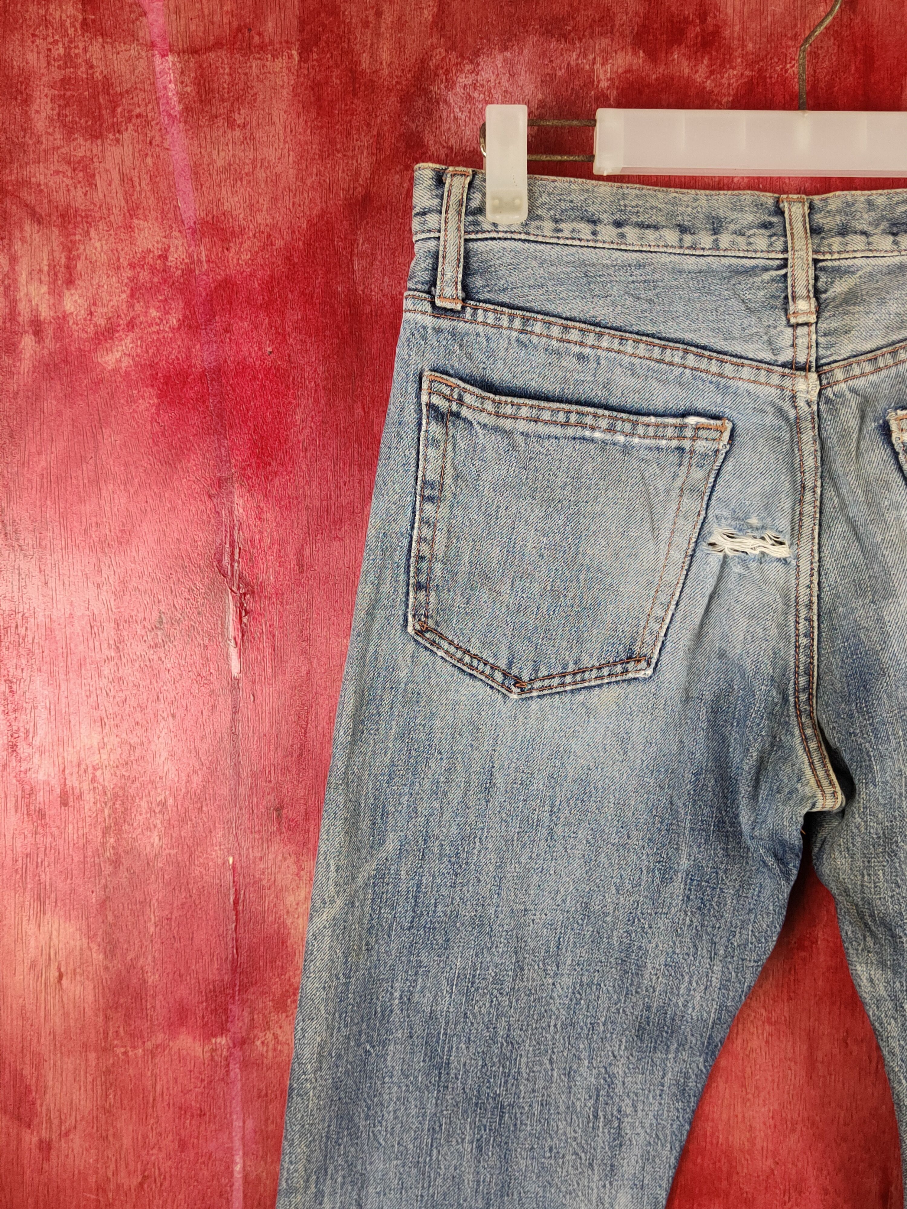 Japanese Brand Stooge&co Blue Distressed Ripped Jeans #S2218 Size US 29 - 8 Thumbnail
