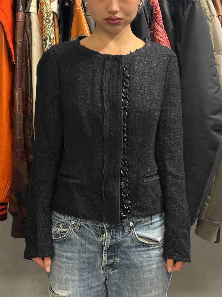 Prada FW2008 Prada Black Bouclé Chain-Front Blazer Jacket Size S / US 4 / IT 40 - 2 Thumbnail