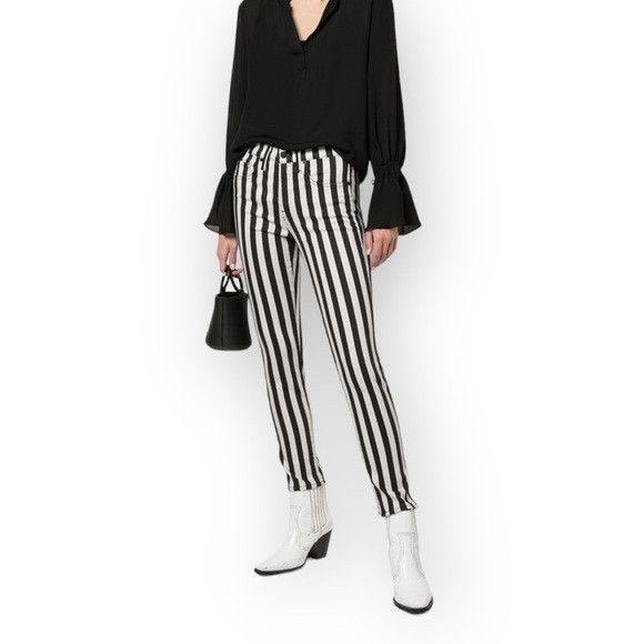 image of Nili Lotan High Rise Skinny Striped Jeans ( 24 ), Women's