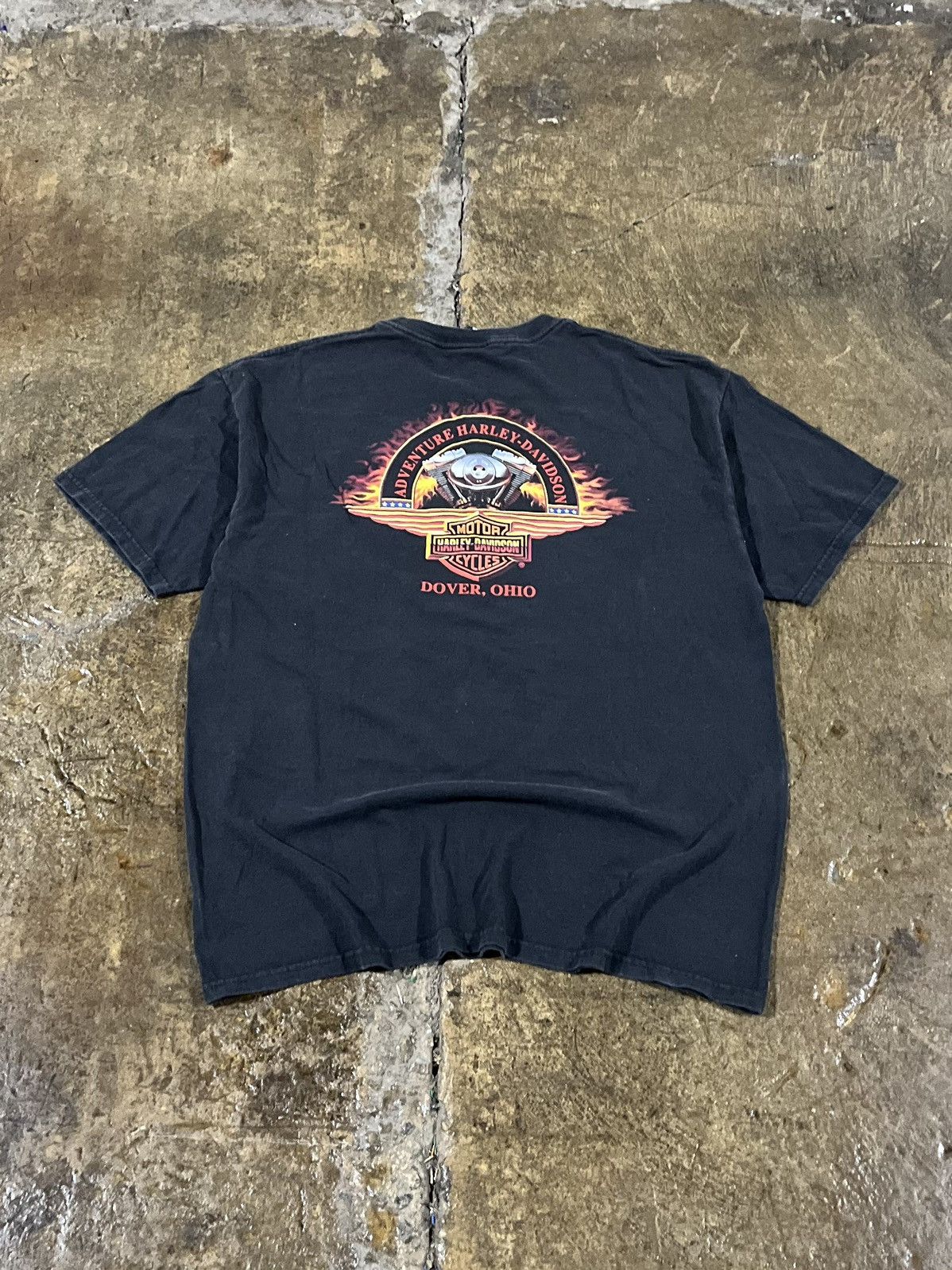 Harley Davidson × Vintage Crazy Vintage Y2K Harley Davidson Eagle Flames Tee Shirt Size US XL / EU 56 / 4 - 2 Thumbnail