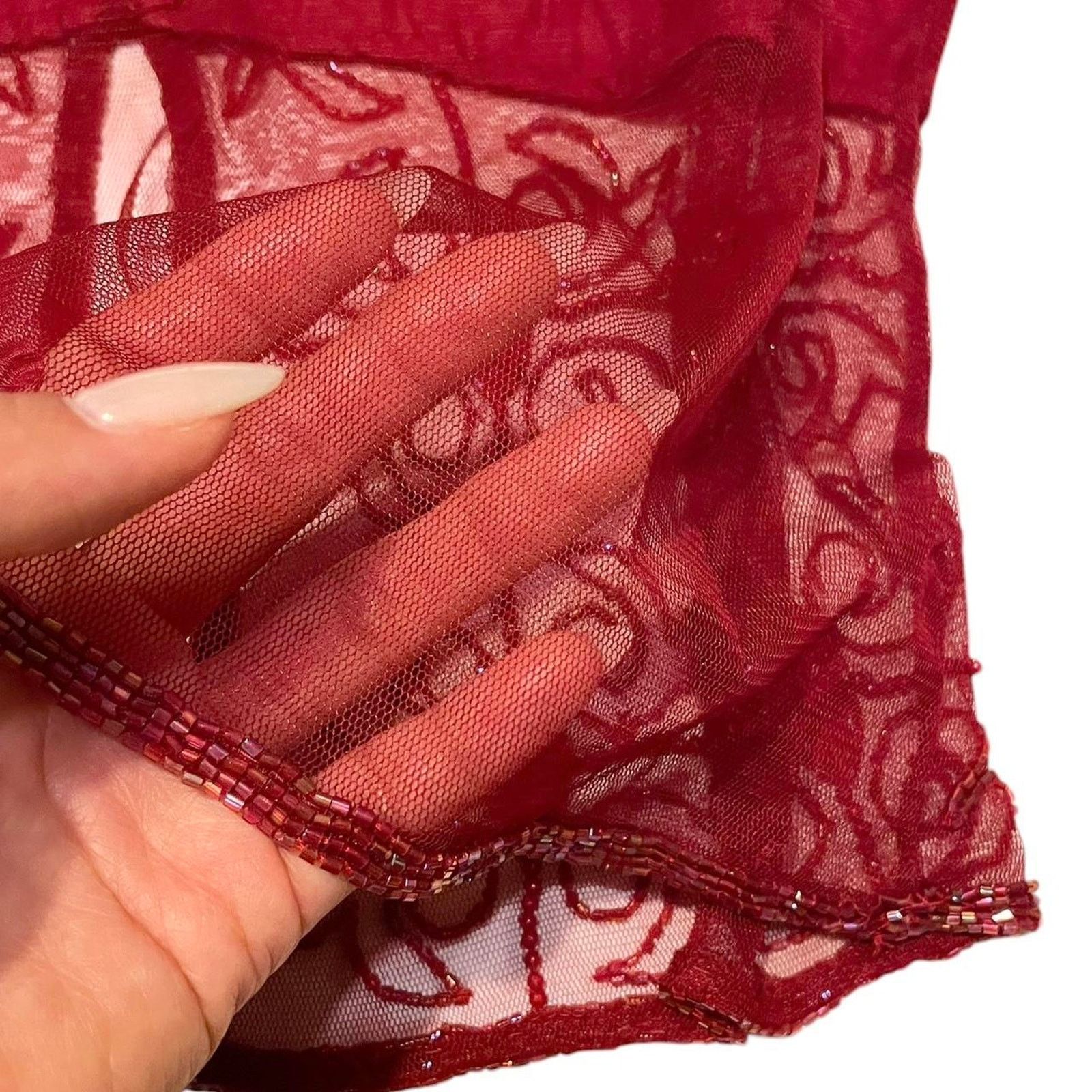 Madness Deadstock VTG Y2K 90s fairy gothic sheer red mesh tank top Size S / US 4 / IT 40 - 3 Thumbnail