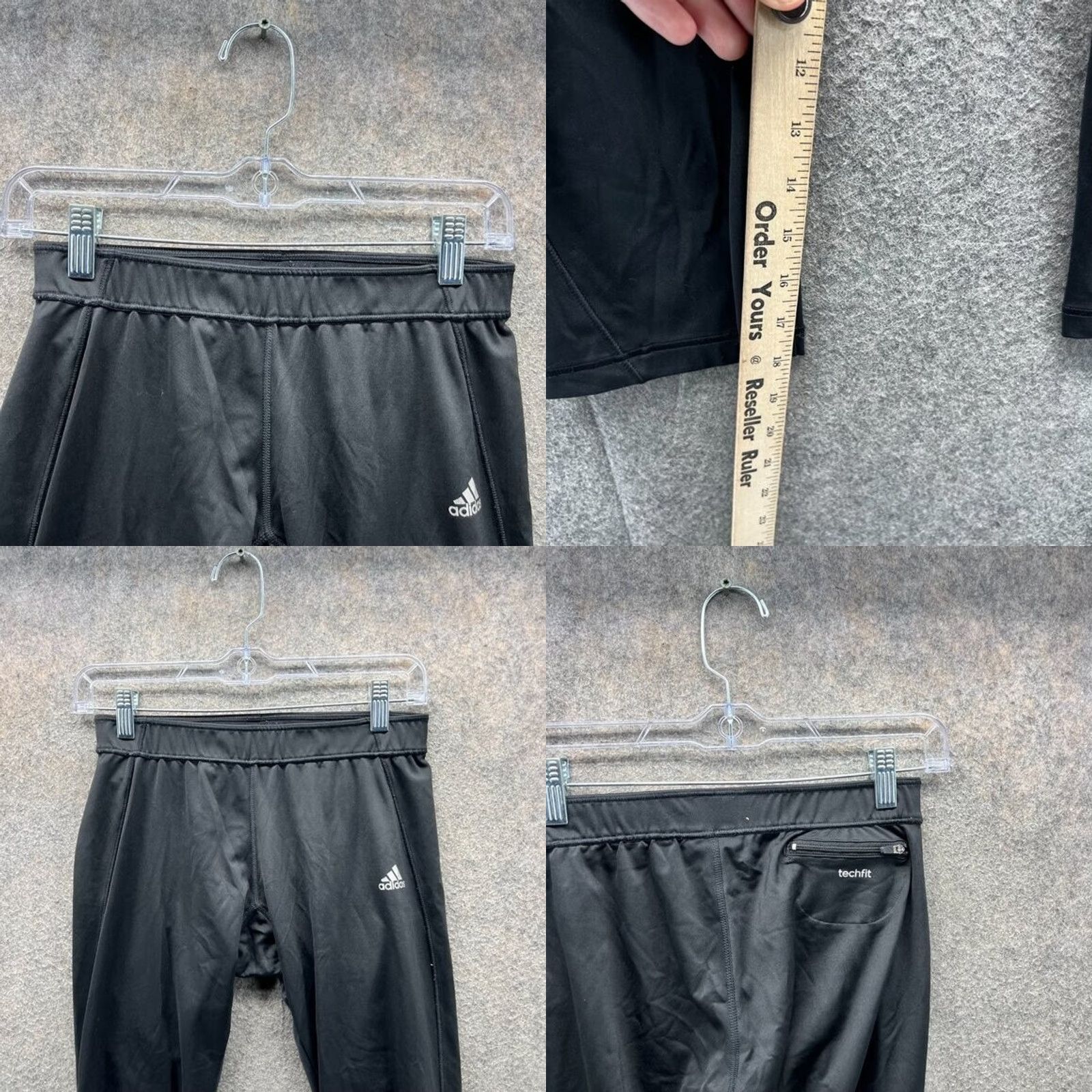 Adidas Vintage adidas Pants Women Large Black Athletic Elastic Waist Trefoil Crop Gym Size 36" / US 14 / IT 50 - 8 Thumbnail