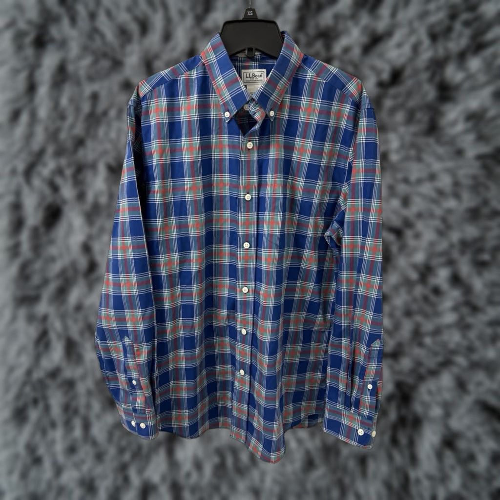 Vintage VINTAGE LL Bean Shirt Mens Sz M Blue Kennebunk Sport Slightly Fitted Oxford Plaid 287889 Size US M / EU 48-50 / 2 - 1 Thumbnail