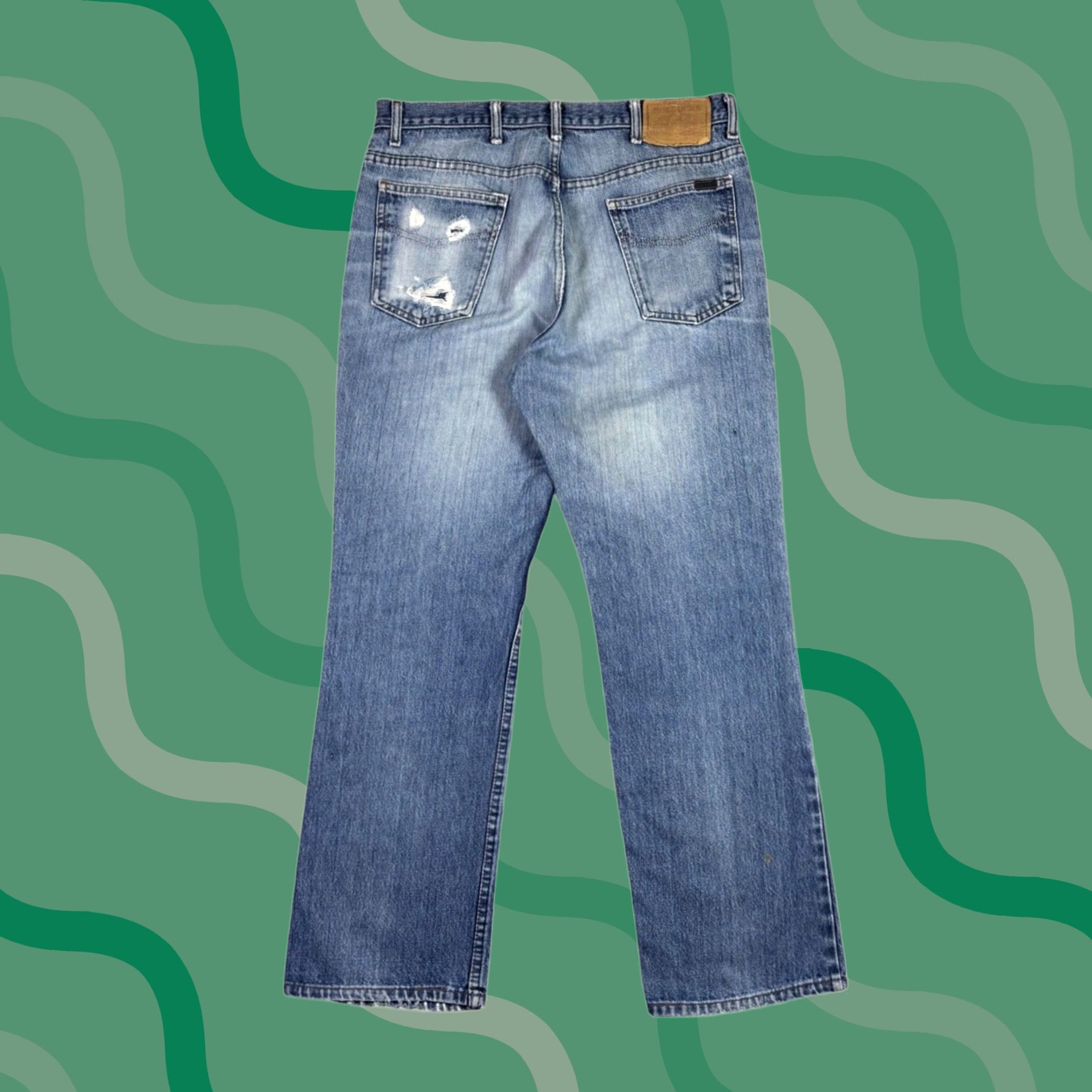 Denime VINTAGE Bodbucks Distressed Blue Denim Jeans Mens Size 32x30 Jeans Regular Blue 90s Mens Size US 32 / EU 48 - 1 Thumbnail