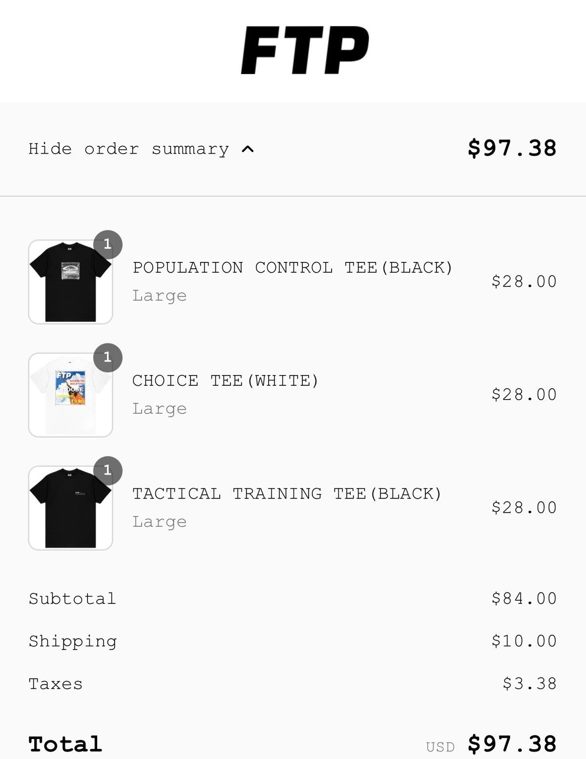 Fuck The Population FTP Population Control tee(Black) Size US L / EU 52-54 / 3 - 2 Thumbnail