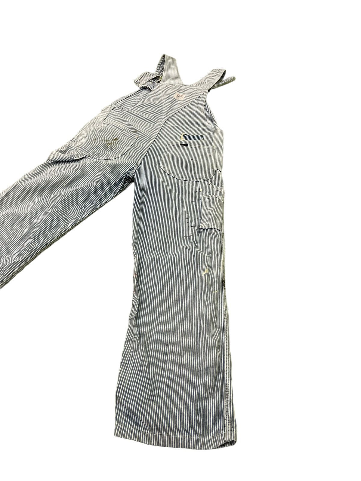 Edwin Hickory Overalls Vtg 90s Edwin Japan Paint Splashed 7🟦3 Size US 35 - 13 Thumbnail