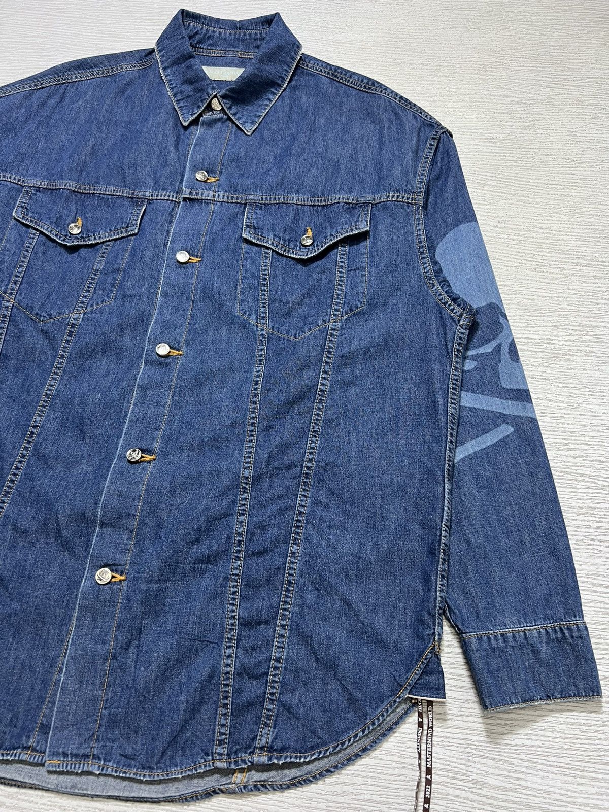 Mastermind World Mastermind World Dyed Logo Lightweight Denim Shirt Size US XS / EU 42 / 0 - 11 Thumbnail