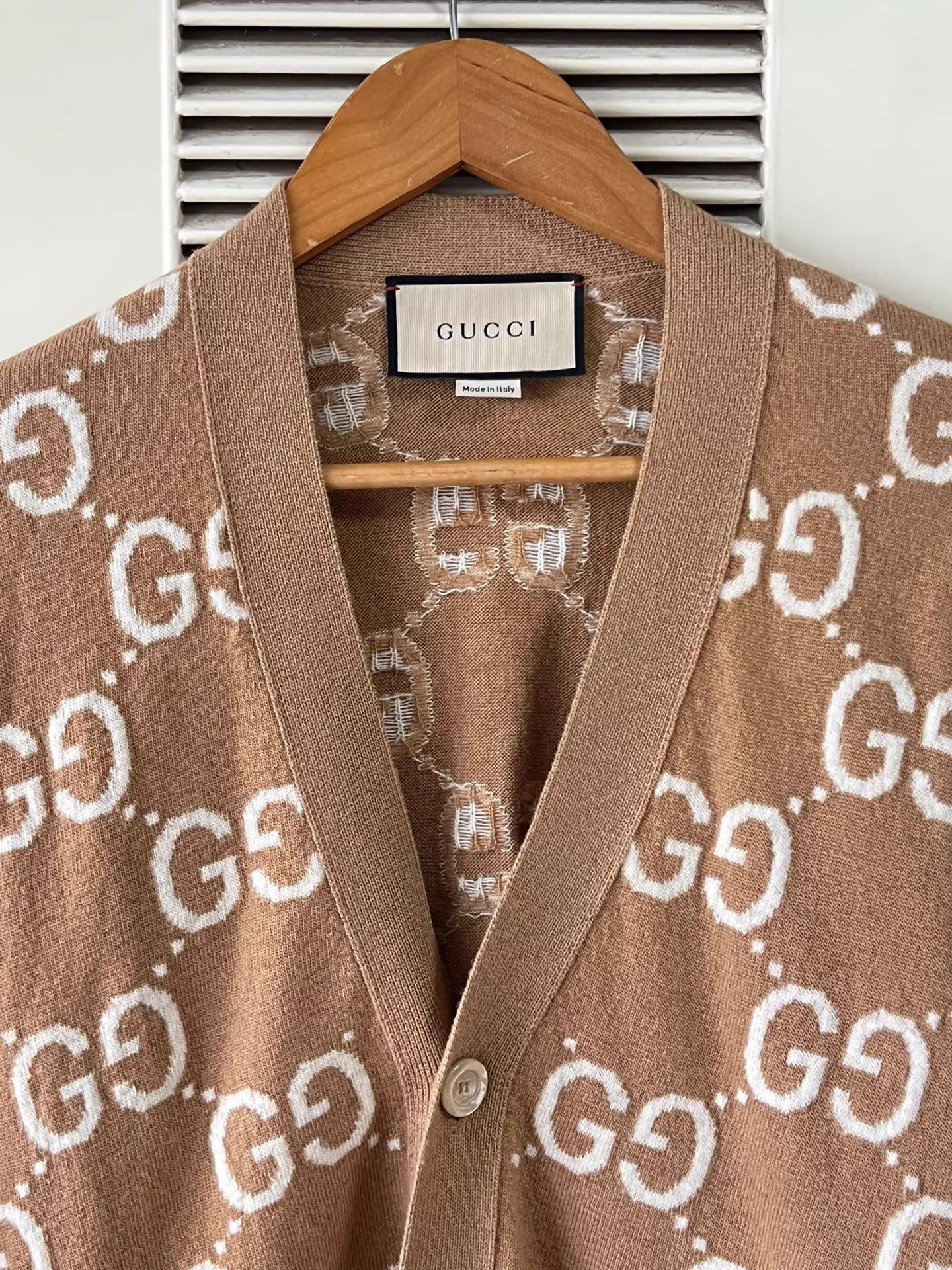 Gucci Brown Patterned Cardigan with Button Front - Size S Size US S / EU 44-46 / 1 - 1 Thumbnail