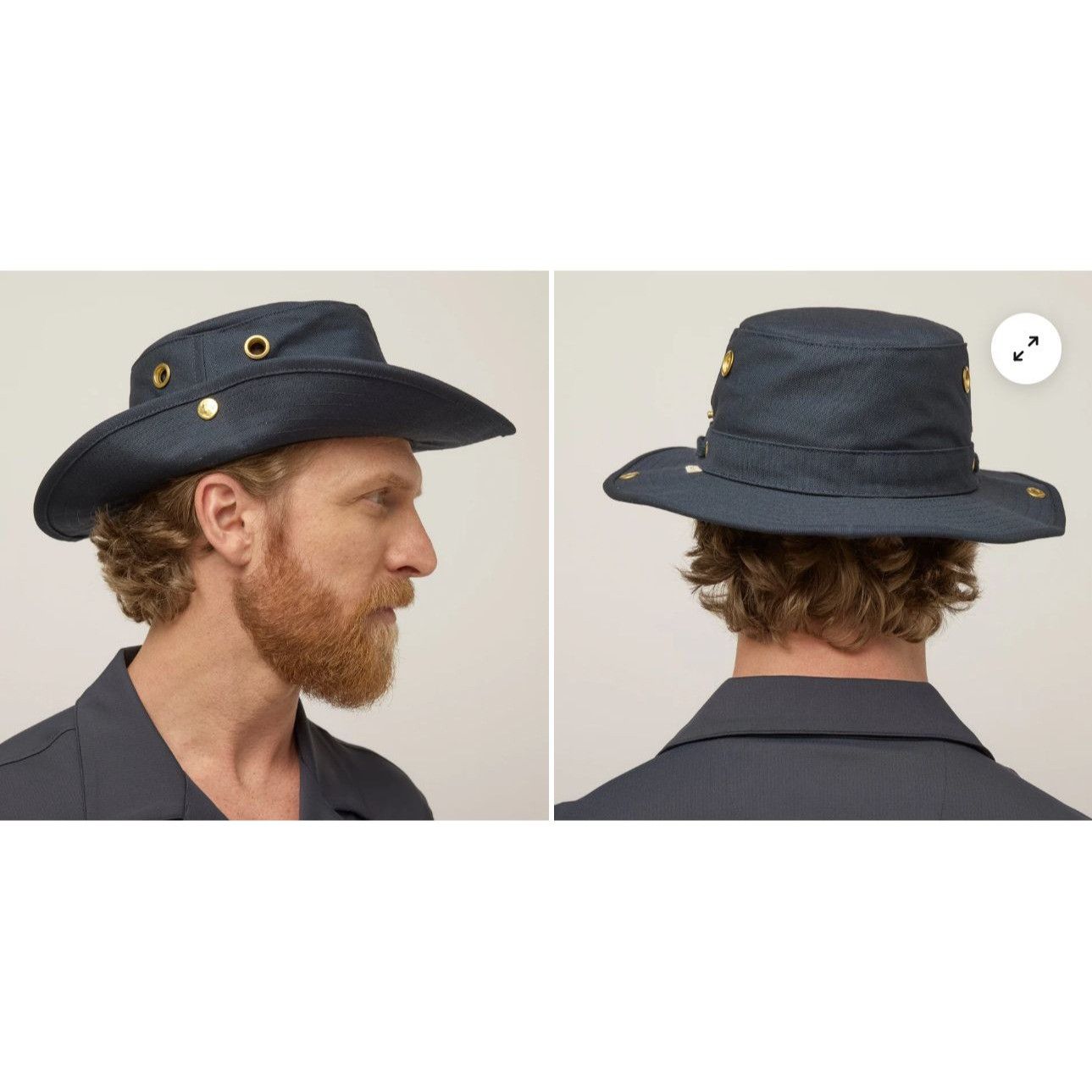 Tilley NWT Tilley T3 Cotton Duck Hat, Snap up Navy 71/2 60cm Large Size ONE SIZE - 4 Thumbnail
