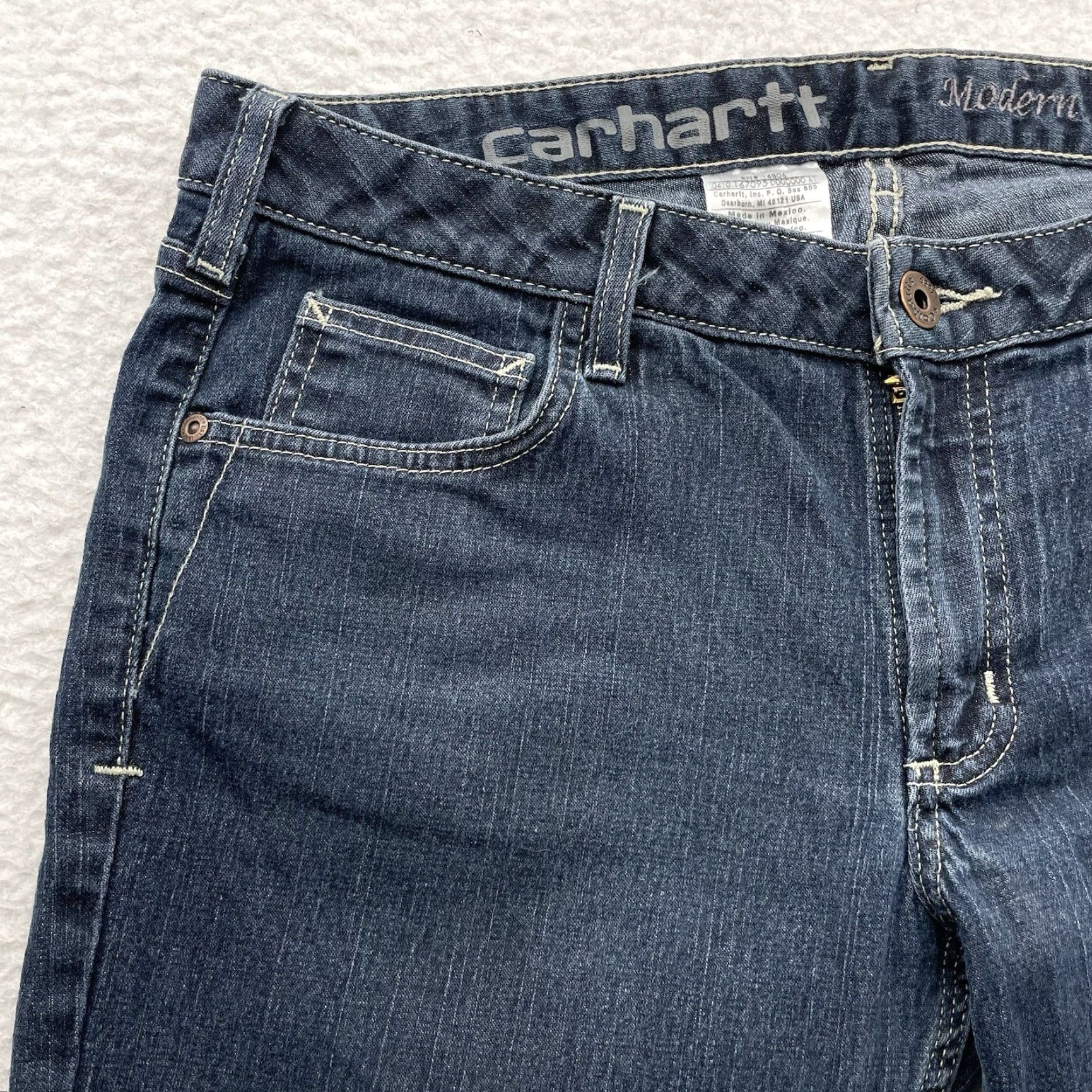 Carhartt Carhartt Jeans Womens 33x32 Modern Fit Dark Wash Blue 5-Pocket Denim Jeans Slim Straight Mens? Size 24" / US 00 / IT 34 - 4 Thumbnail
