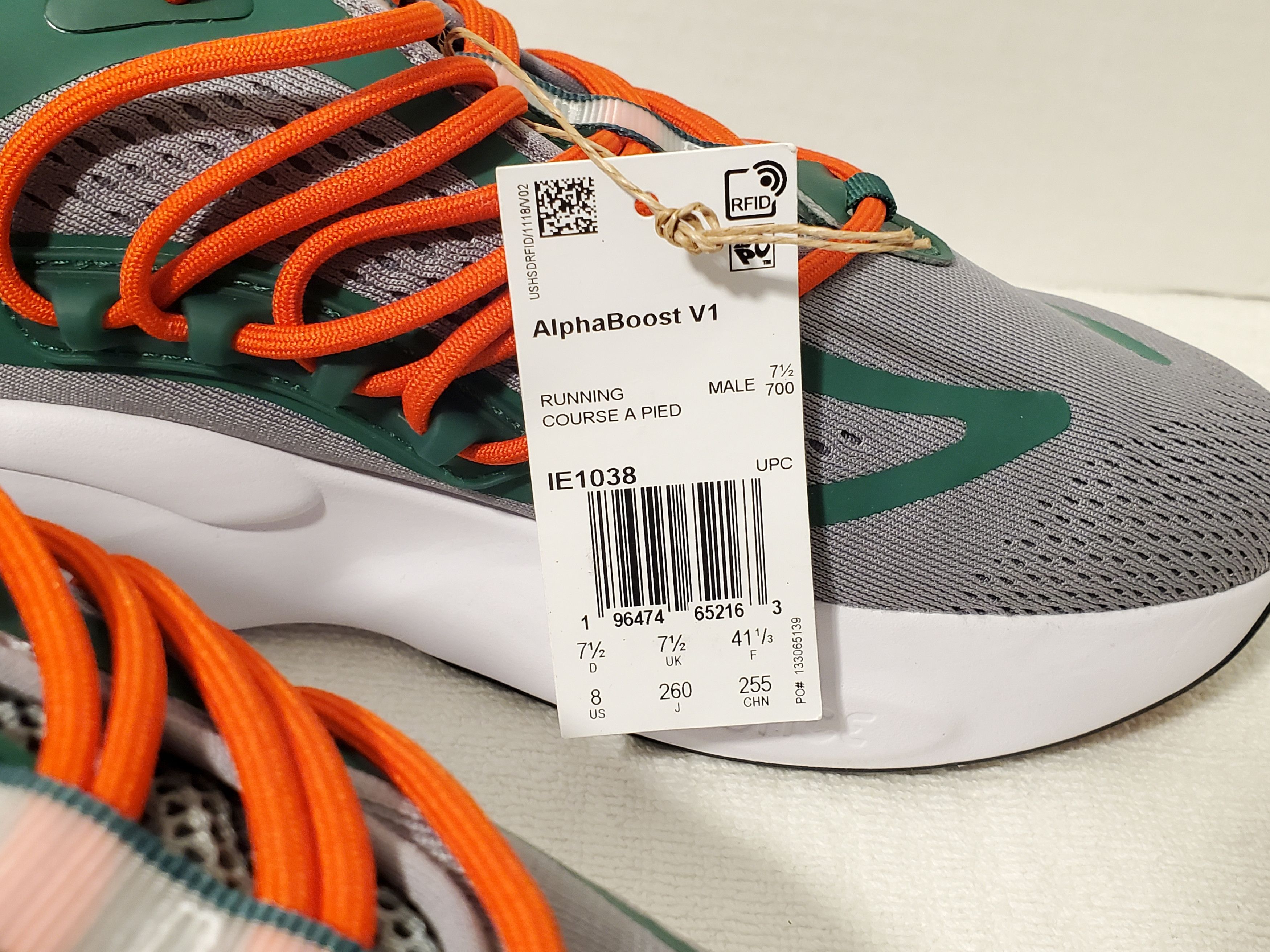 Adidas Adidas AlphaBoost V1 Men Running Sneakers Miami Hurricane Size US 8 / EU 41 - 2 Thumbnail