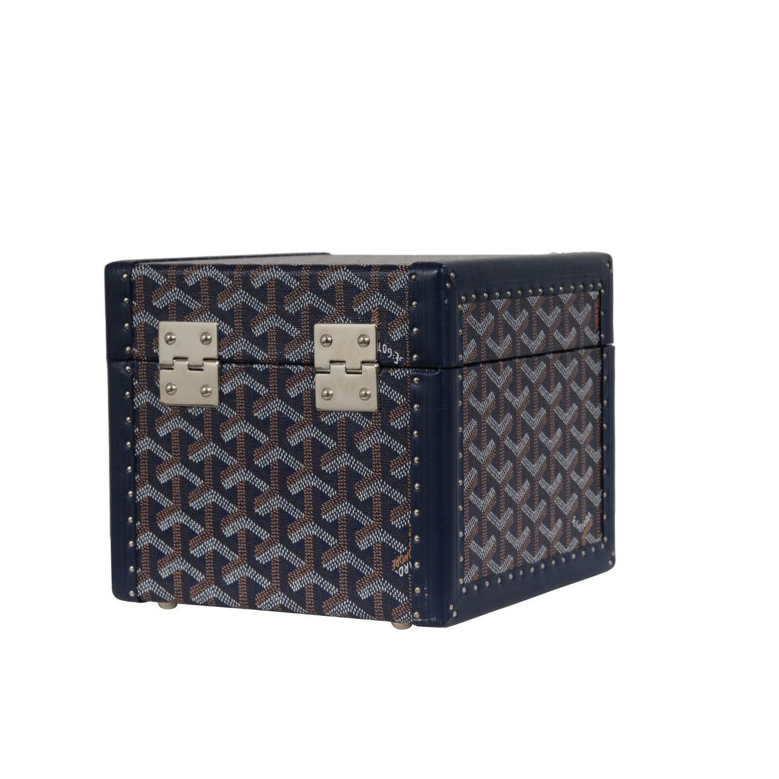 Goyard Trunk Case Navy Blue Jewelry Cuff Links Watch Box -02285 Size ONE SIZE - 7 Thumbnail