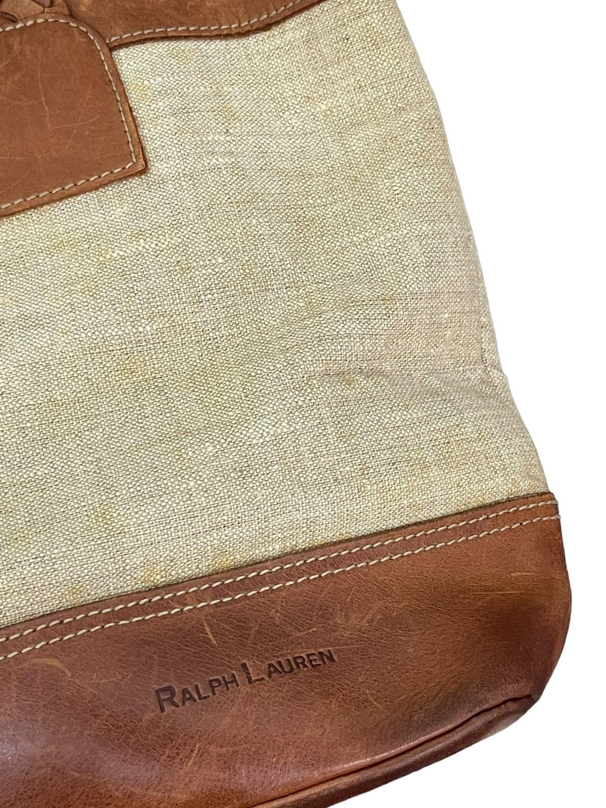 Ralph Lauren Leather Woven Cotton Vtg Ralph Lauren Tote Bag 4🟩 Size ONE SIZE - 9 Thumbnail