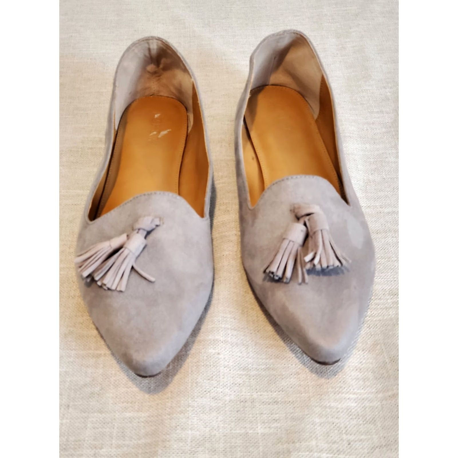 J.Crew J.CREW Biella Tassel Loafer Gray Vegan Suede Flats Pointed Toe Size US 10 Womens Flats Size US 10 / IT 40 - 3 Thumbnail