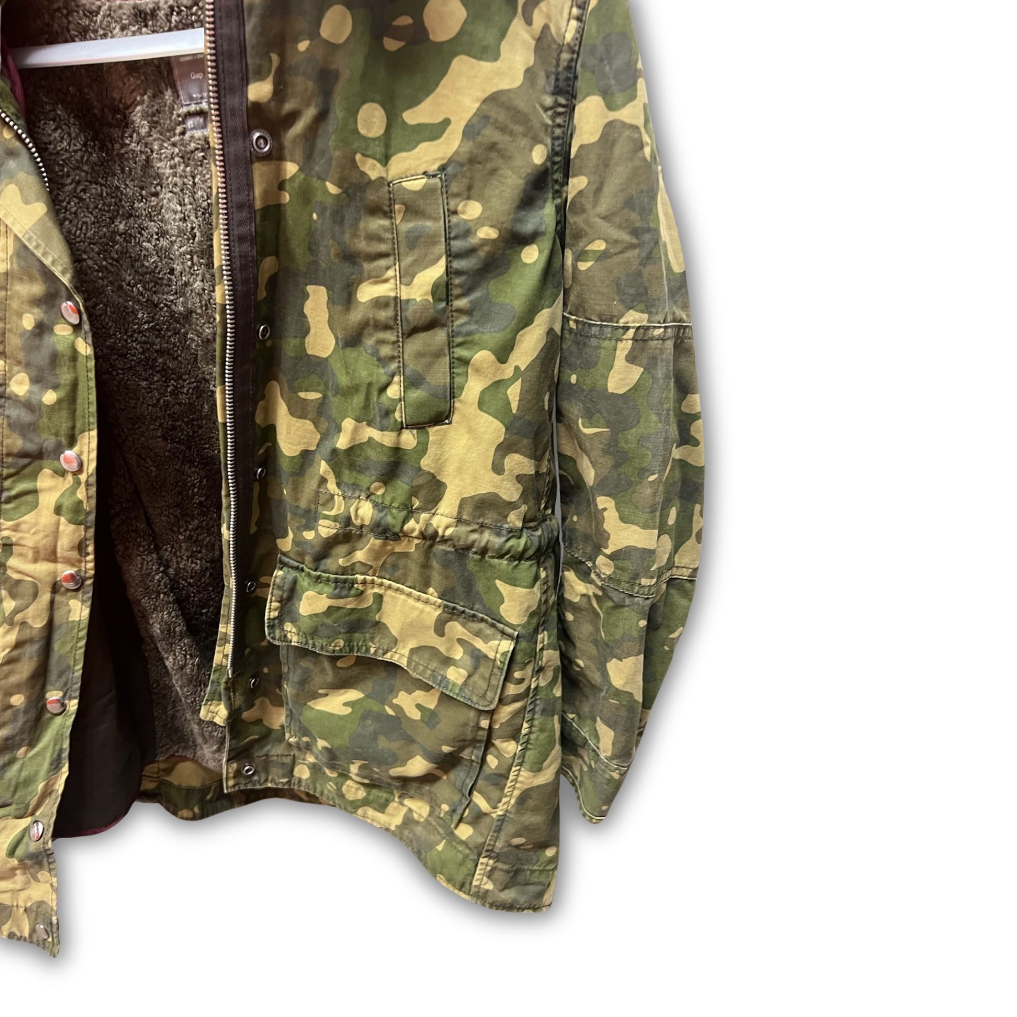 Gap Gap XS Camo Faux Fur Trim Parka Jacket With Leopard Print Li Size XS / US 0-2 / IT 36-38 - 4 Thumbnail