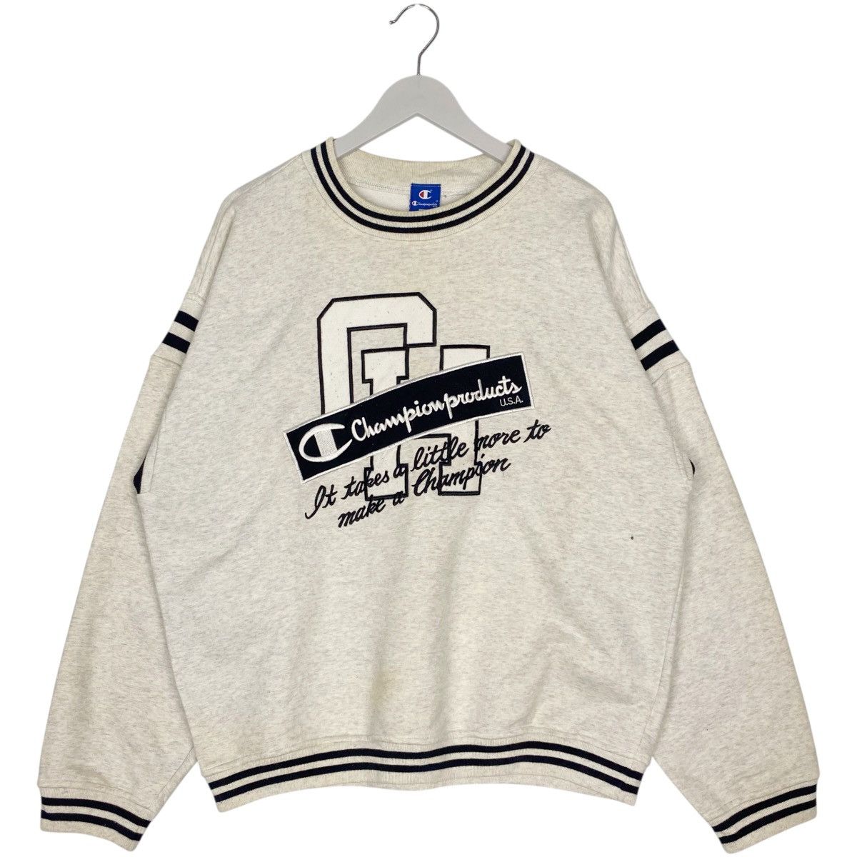 Vintage Champion Sweatshirt Crewneck Gray Printed Size L