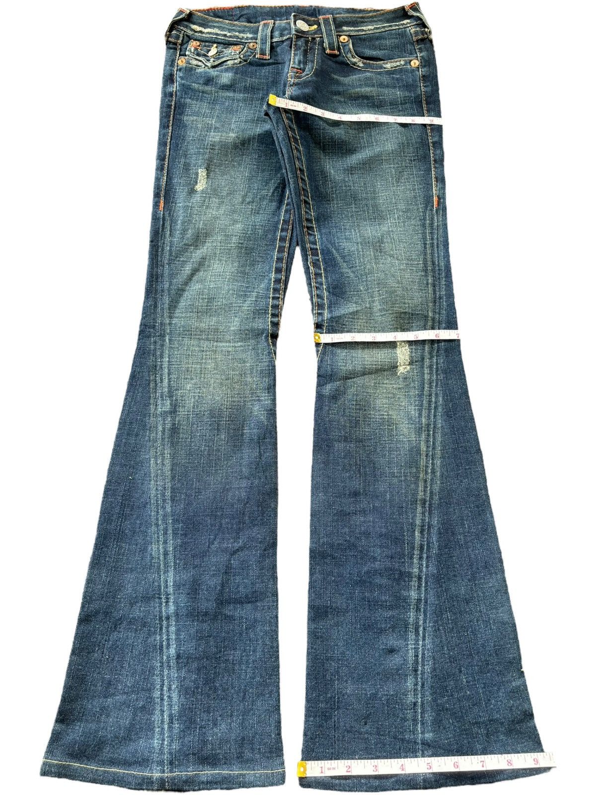 True Religion Vintage True Religion Joey Mud Wash Distress Flare Jeans Size 29" - 8 Thumbnail