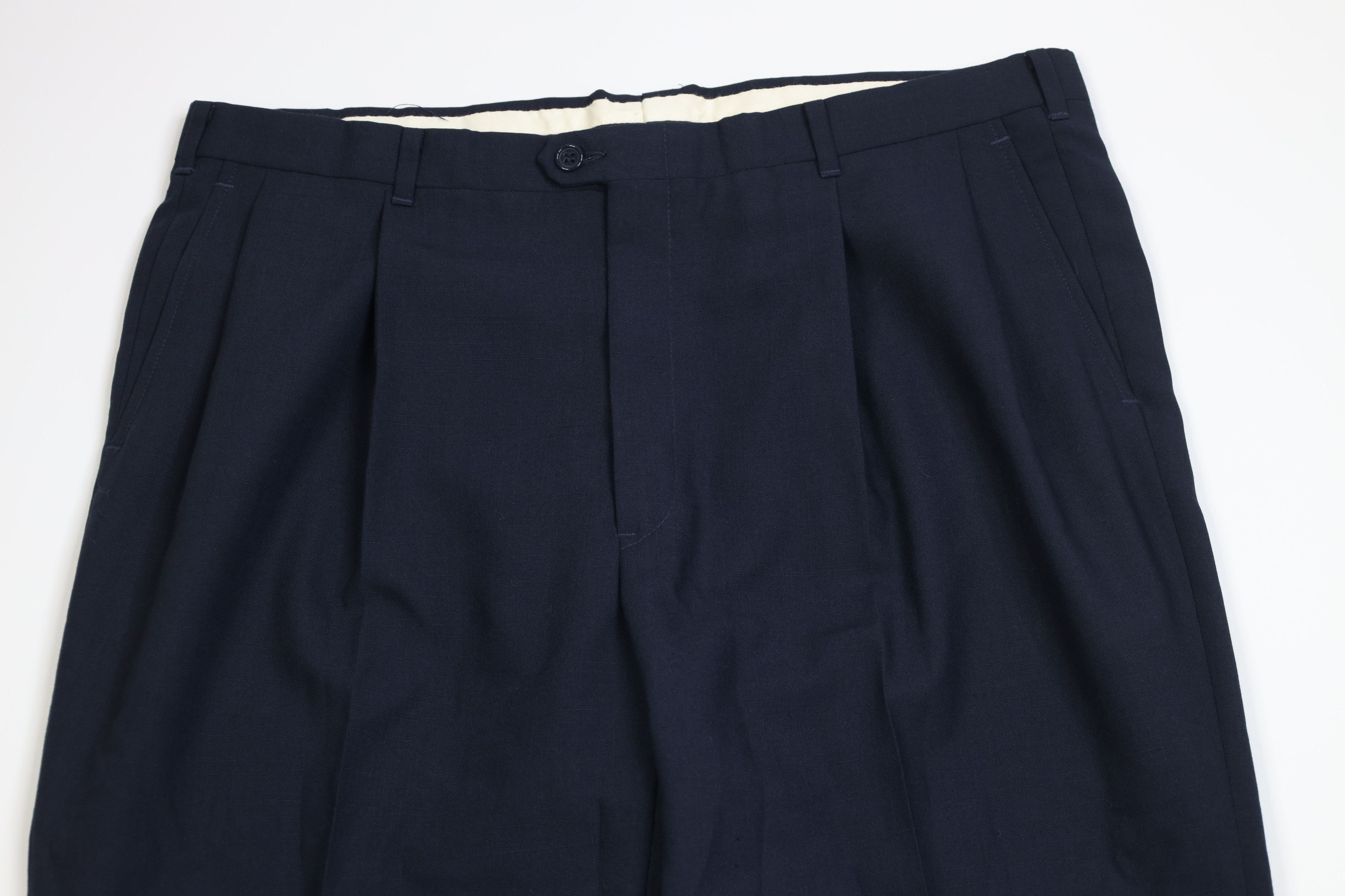 Christian Dior Monsieur Vintage 70s Christian Dior Wide Leg Chino Pants Navy Blue Size US 38 / EU 54 - 2 Thumbnail