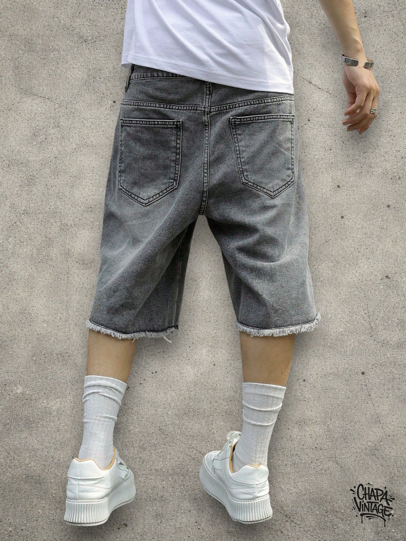 Japanese Brand Ripped gray shorts Size US 32 / EU 48 - 4 Thumbnail