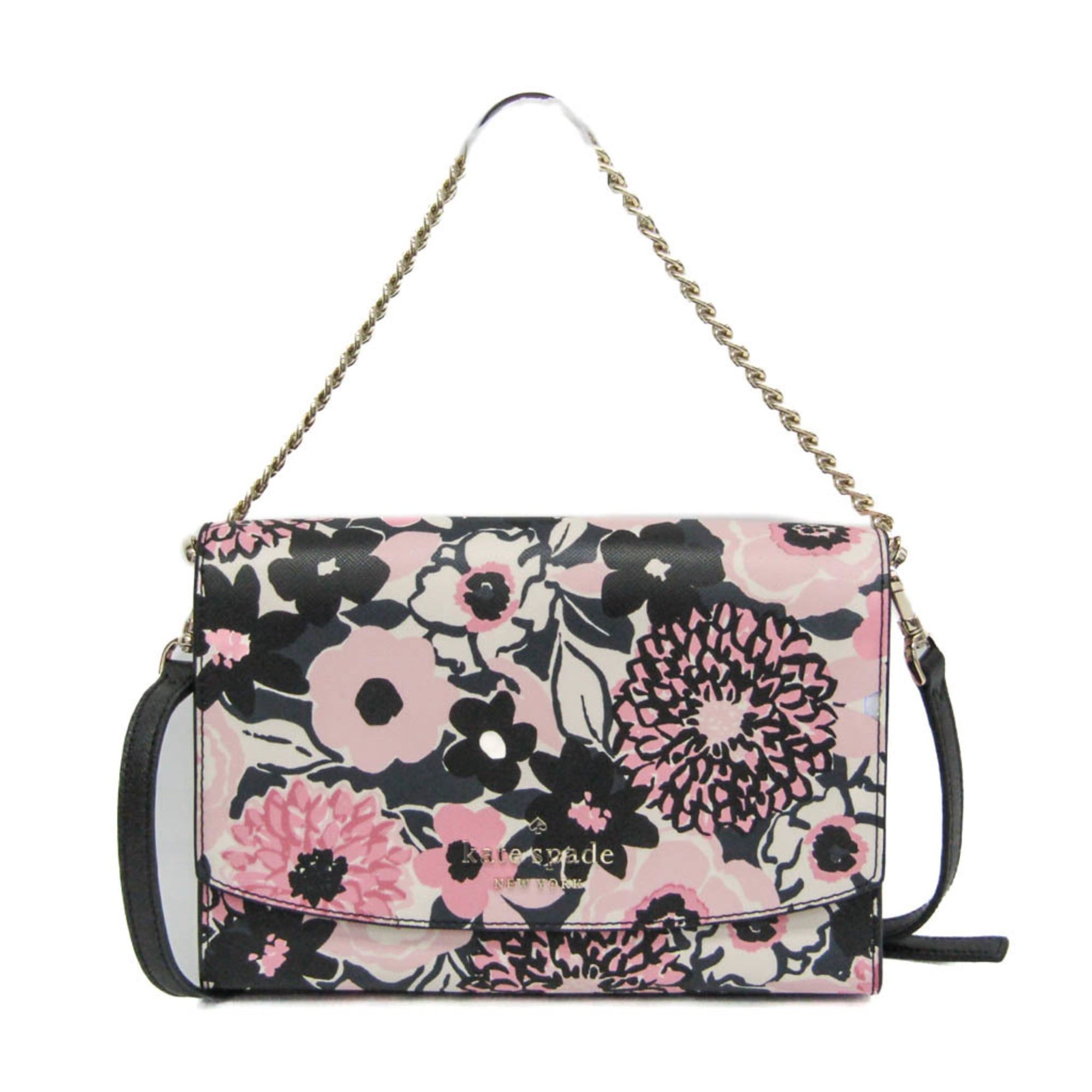 Kate Spade Kate Spade Carson Dahlia Floral Printed K8111 Women's PVC Handbag,Shoulder Bag Black,Pink Size ONE SIZE - 1 Thumbnail