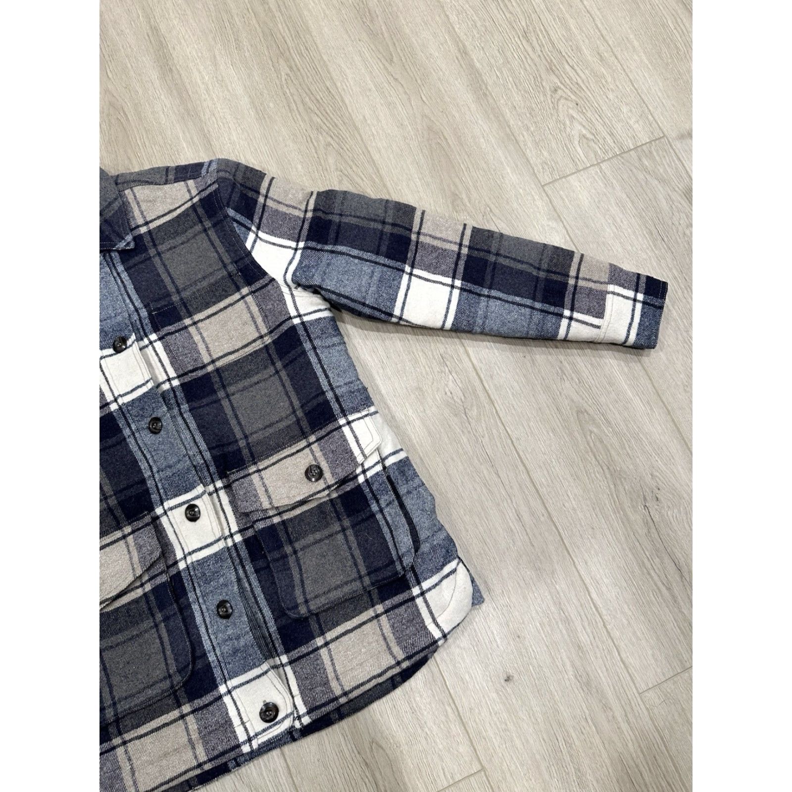 Vintage Jenni Kayne Farmhouse Shearling Lined Chore Jacket XS Wool Navy Plaid Size XS / US 0-2 / IT 36-38 - 2 Thumbnail