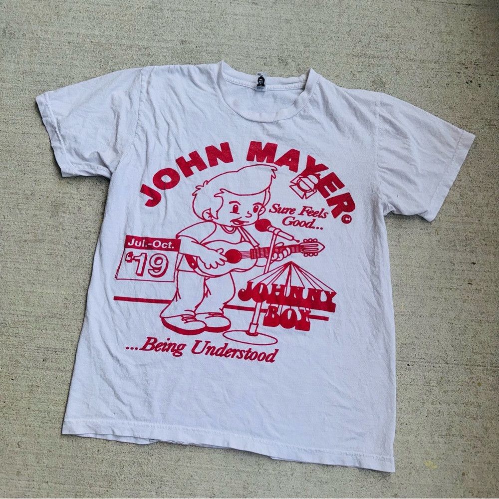 image of John Meyer x Made In USA John Mayer Johnny Boy Tour T-Shirt 2019 Music Meda In Usa M in Red (Size M