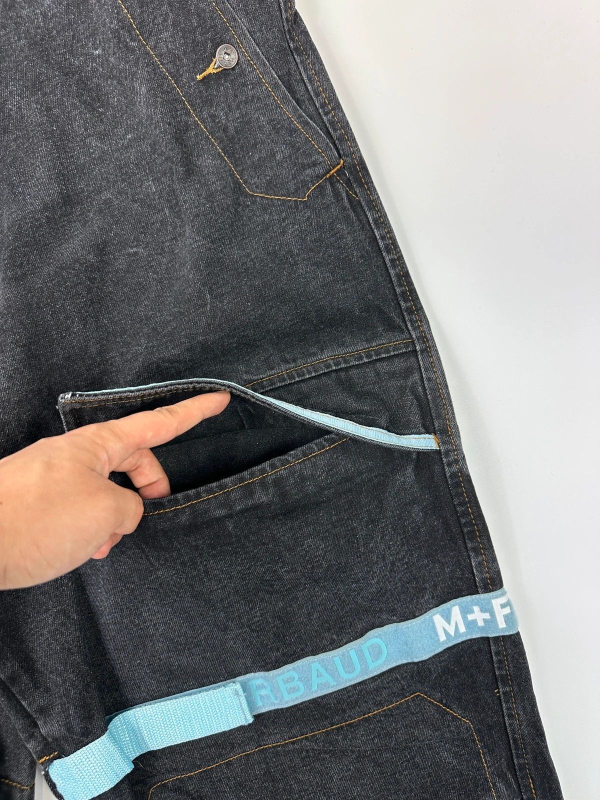 Marithe + Francois Girbaud Marithé + François Black & Blue Baggy Velcro Denim Pants Size US 36 / EU 52 - 4 Thumbnail